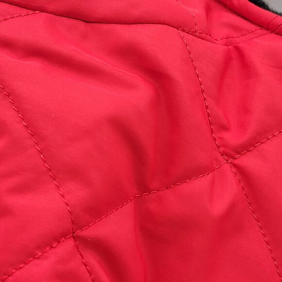 Vtg Reversible Red & Black Quilted Vest With Faux Fur Texture Sleeveless - Picture 10 of 16